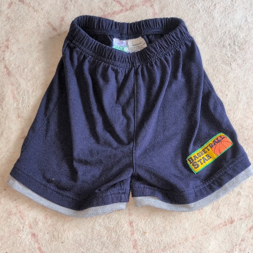 Vintage Basketball Star Kids Navy Shorts